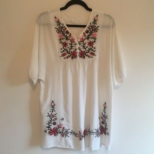 Embroidered peasant tunic